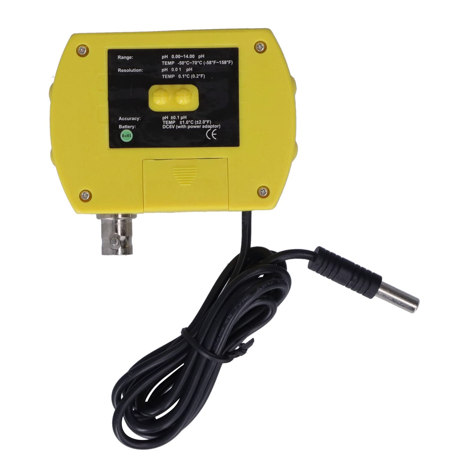 Tester PH con Sonda Sostituibile, Kit Test PH Acquario per Piscine Idroponiche, ℃/F 0-14,00 PH Kit di Monitoraggio della qualità dell'Acqua Dell'acquario(EU Plug 220V)