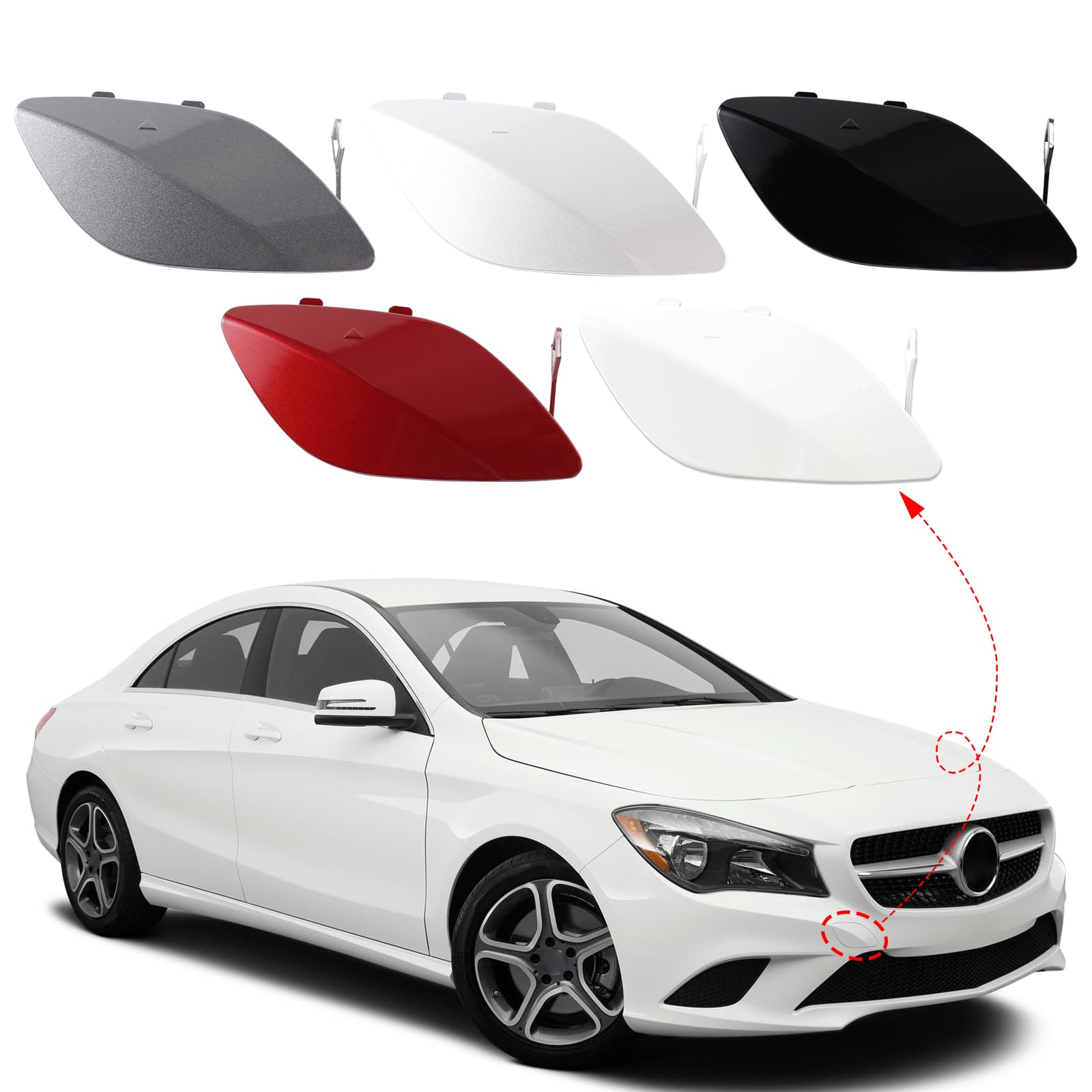 CZShiYue Car Front Bumper Tow Hook Cover Fit for Mercedes-Benz CLA Class W117 2014 2015 2016 Towing Eye Cap Trailer Cover A1178850622 (Unpainted, Right Passenger Side)