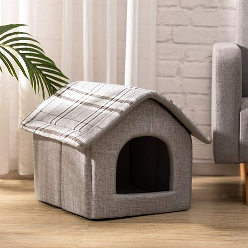 Miniatura 7 de Hollypet Cozy Pet Bed House Warm Cuave Dormir Nido de cachorro para gatos y perros pequeños gris claro