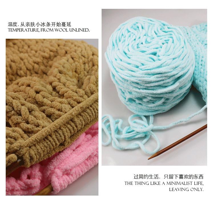 3-Pack Crochet Chenille Yarn - Soft Velvet Crochet Yarn for Crocheting Handmade Doll Scarves Gloves Hats (74 Meat Powder)