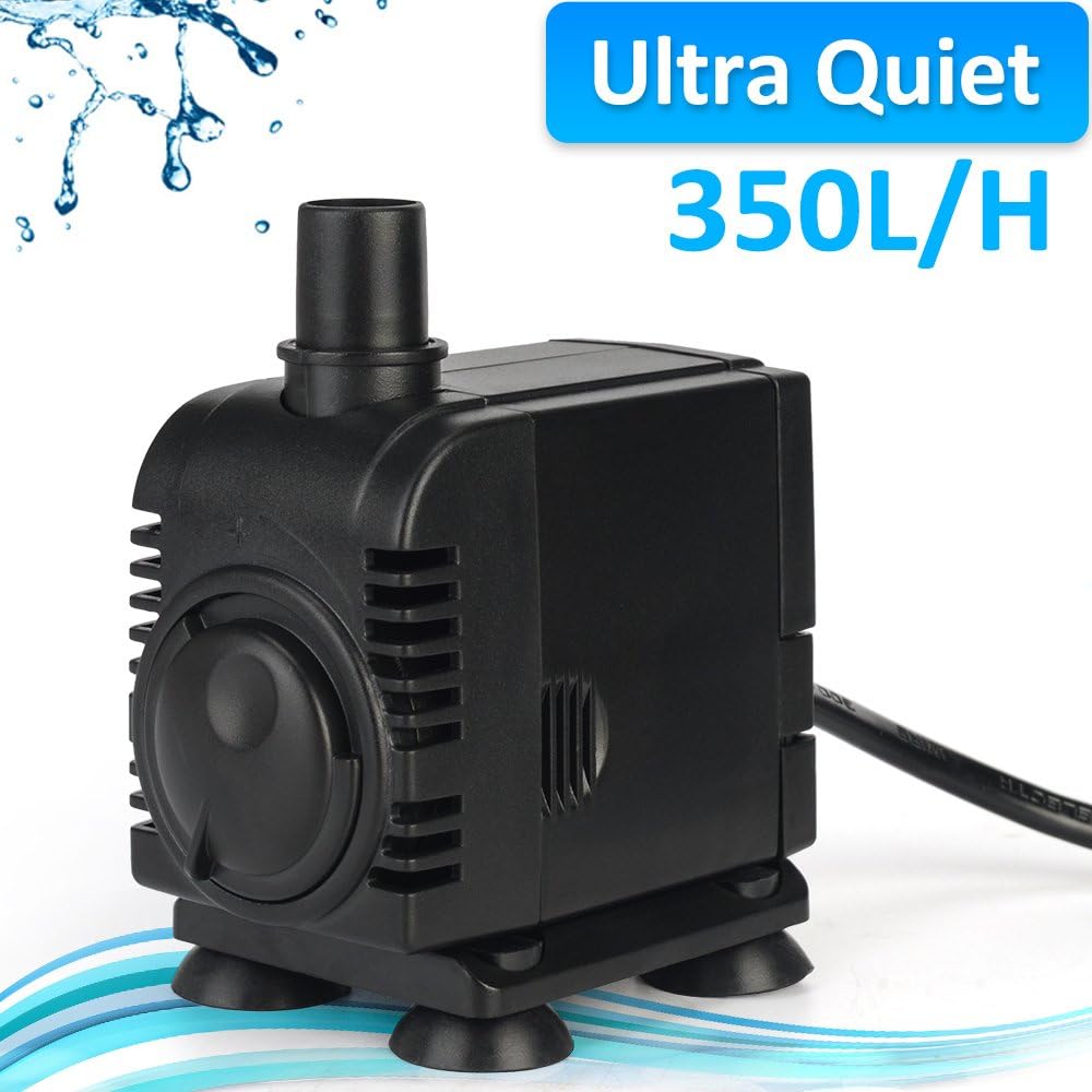 PetOde 95 GPH (350L/H, 6W, 110V) Submersible Water Pump Ultra Quiet Sump Pumps for Pond, Aquarium, Fish Tank Fountain, Hydroponics…