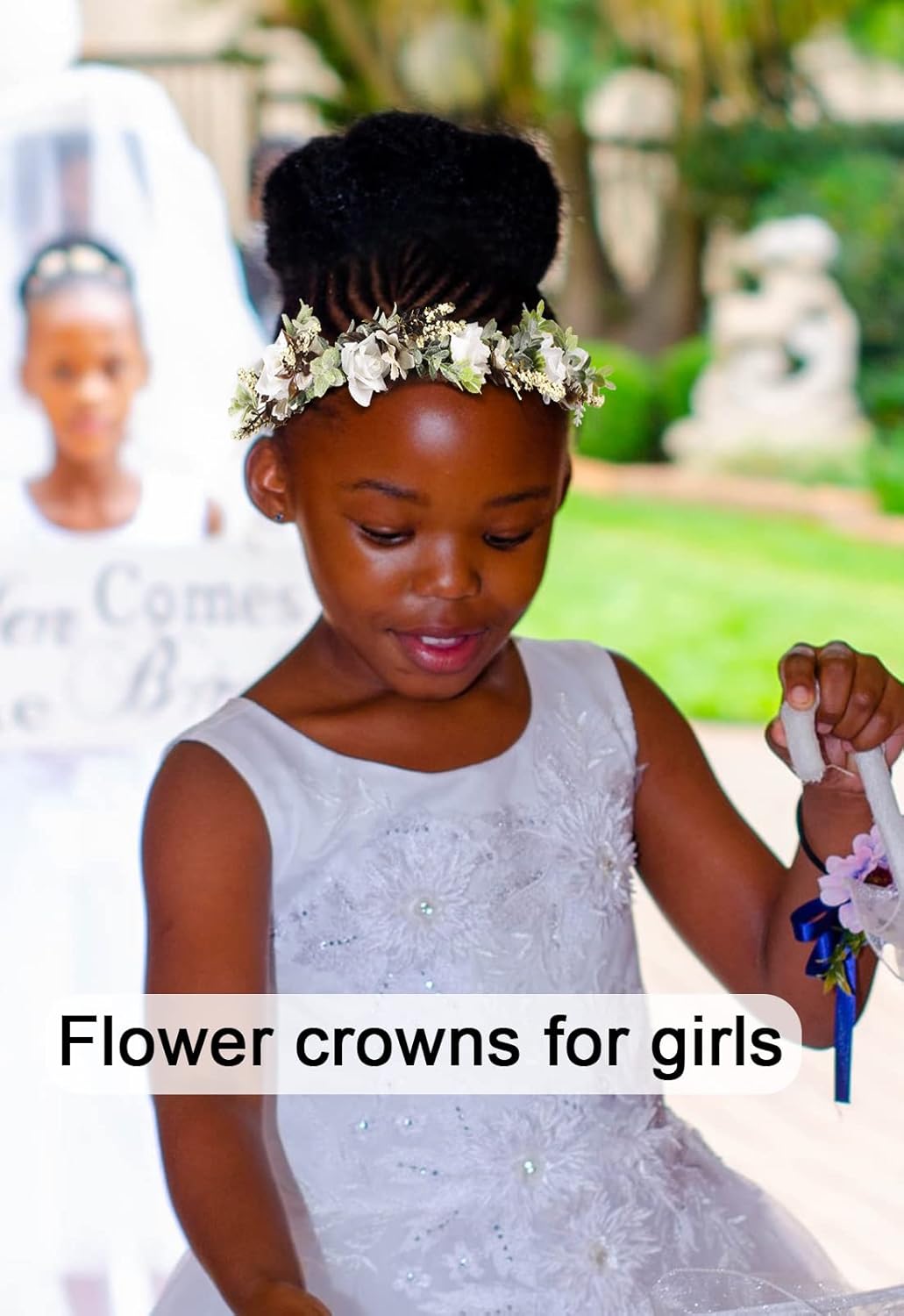 AWAYTR Leaf Flower Crown Garland Headpiece - Hair Floral Wreath Adjustable Flower Headbands for Bridal Wedding Festival Party Flower Leaves Crown (Cream white) - Image 6