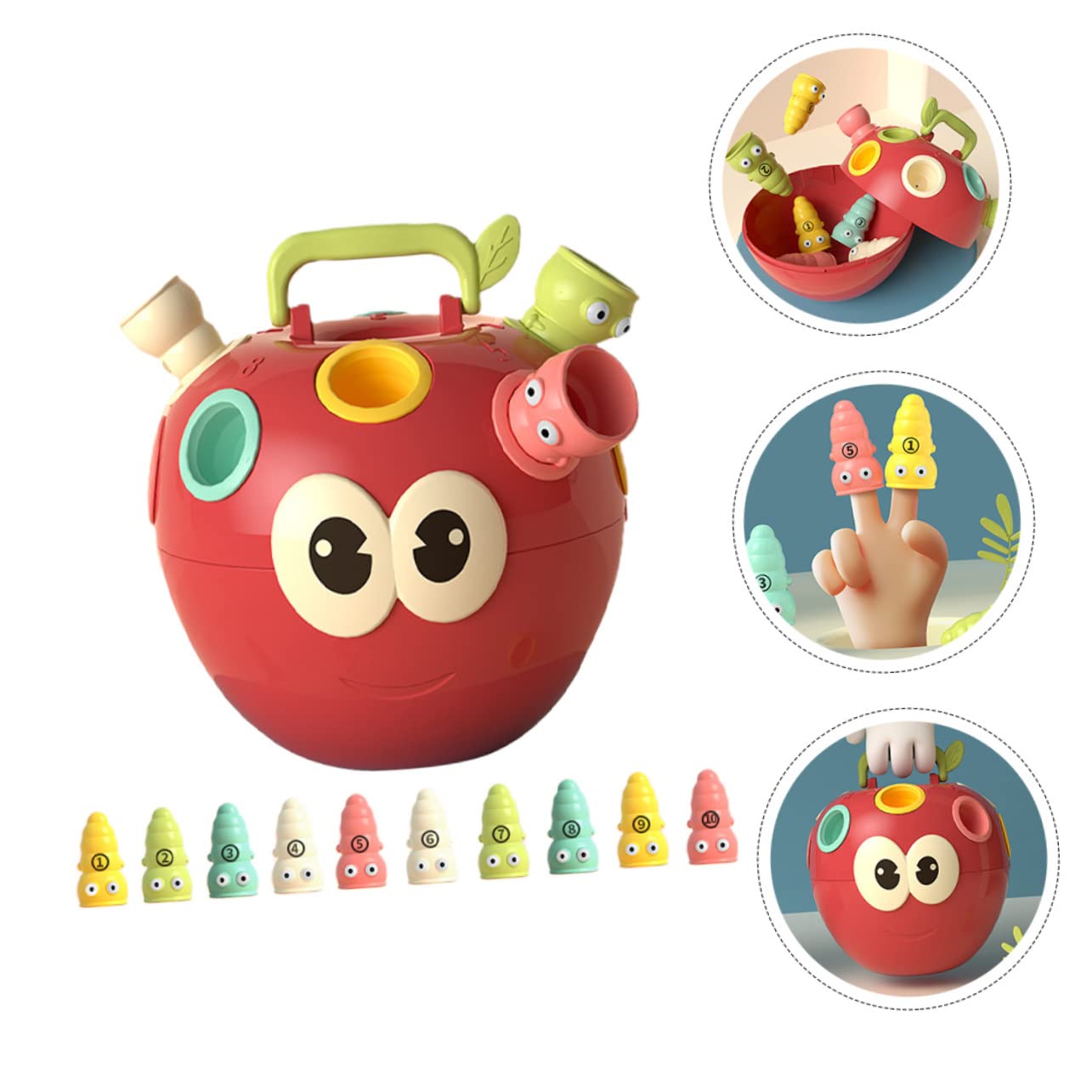 BESTonZON Jeu Éducatif D'association de Couleurs et Formes pour Tout-Petits, 1 Pomme 10 Plastique Sûr, Développement Cognitif et Coordination Œil-Main, Éveil Garçon et Filles Préscolaire
