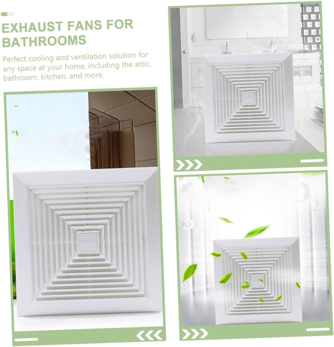 TEHAUX Powerful 8-inch Silent Bathroom Exhaust Fan 40w, Household Kitchen Ventilation Fan for Ceiling Wall Mount, Quiet Bathroom Ventilation with 20x20 Inch Cutout and 24x24 Inch Outer