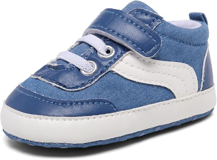 Clowora Unsex Baby Boys Girls Canvas First Walkers Shoes,Newborn Infant Non Slip Soft Sole Crib Casual Sneaker