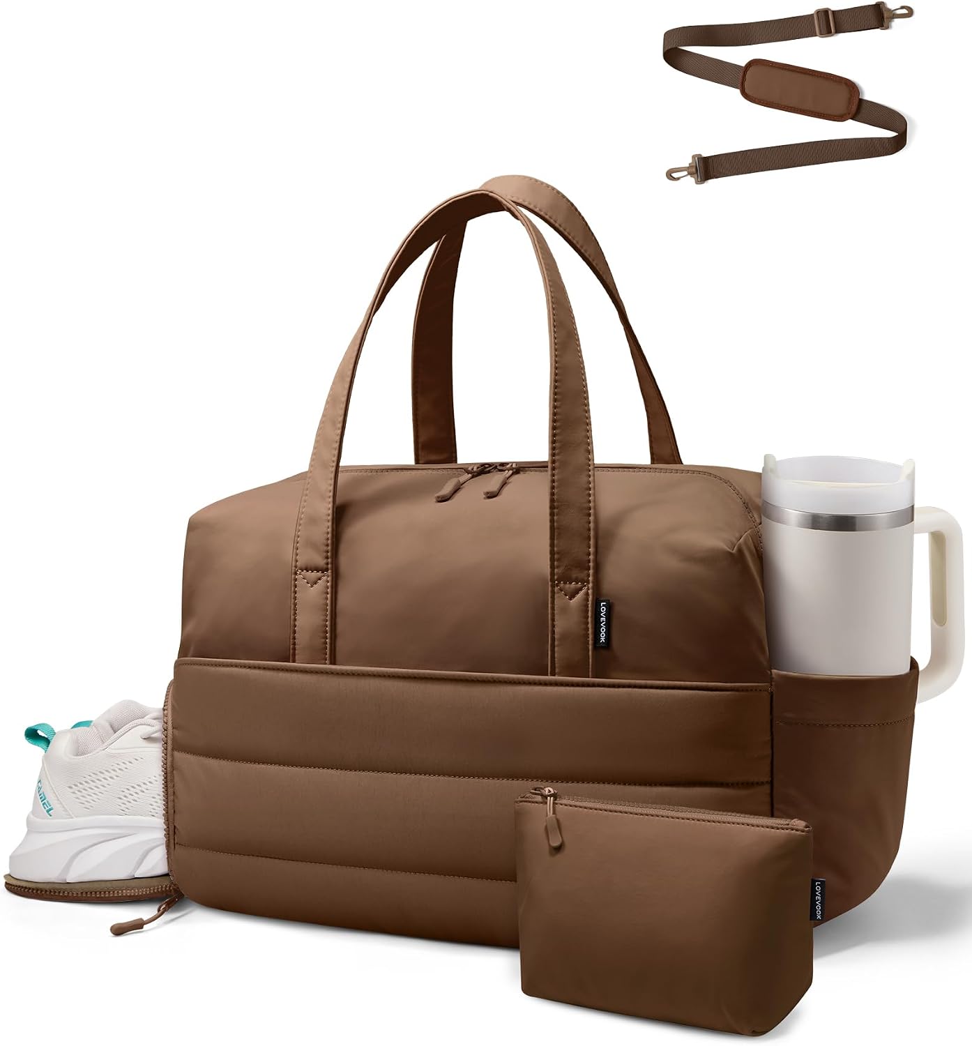 LOVEVOOK Small Gym Bag for Women with Tumbler Holder & Shoe Compartment