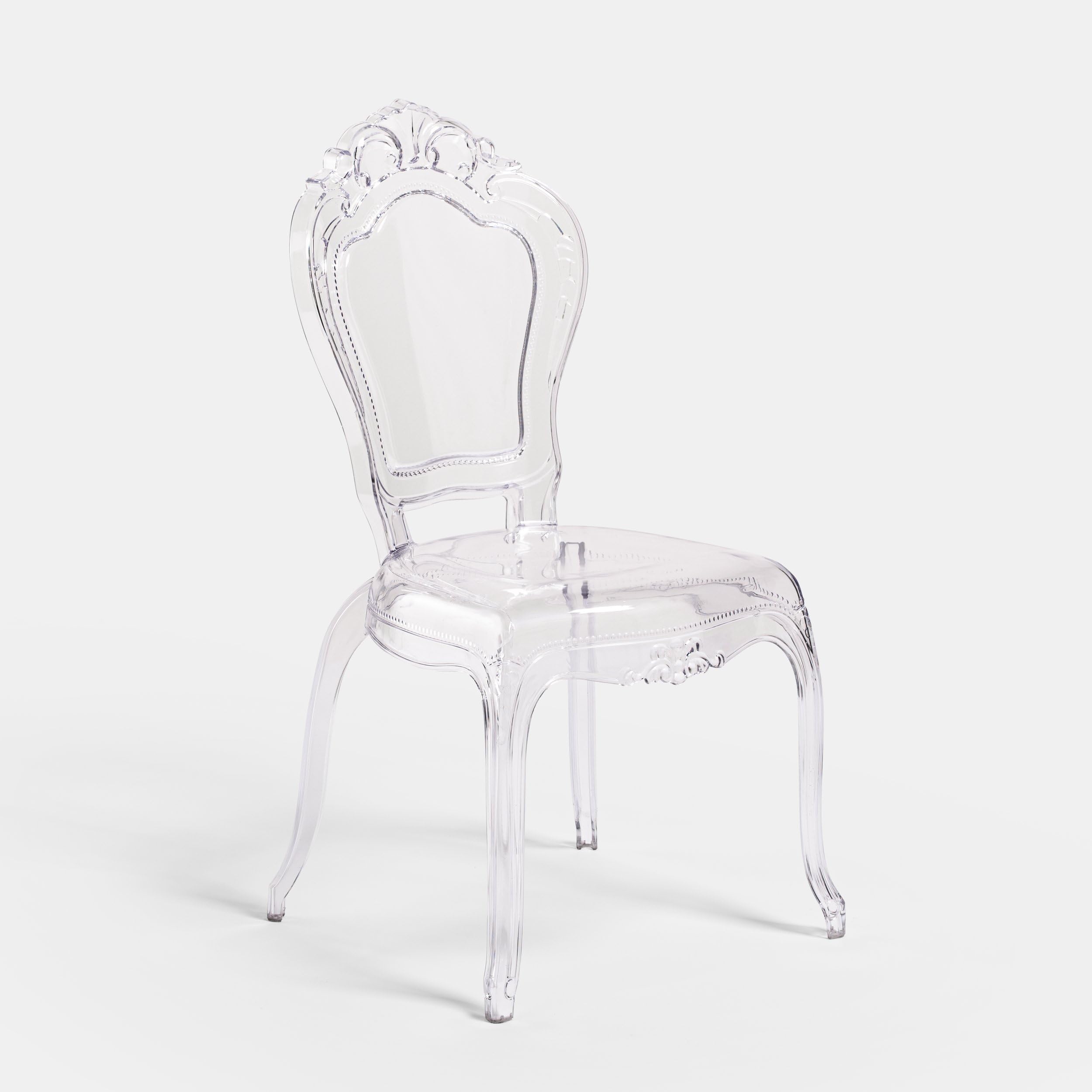 Biscottini Set 4 Sedie in Policarbonato Trasparente - Sedia Cucina Soggiorno 53x50x97,5 cm - Poltrone Barocche Sala da Pranzo Camera da Letto - Poltrona in Plastica da Esterno Moderna Cerimonie
