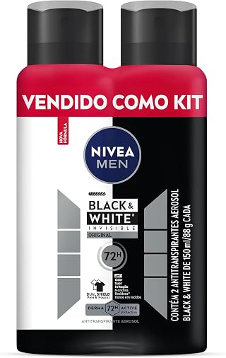 Kit NIVEA Desodorante Aerosol Men Black&White Invisible - 2 unidades
