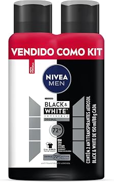 Kit Desodorante NIVEA Aerosol Men Black&White Invisible - 2 unidades