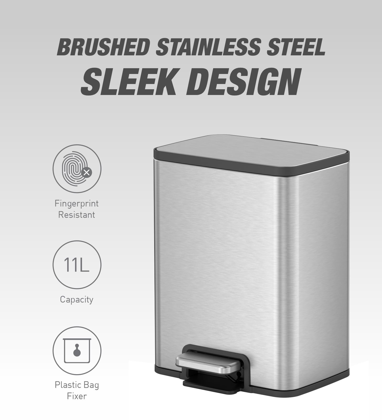 Obsessions EKO Trash Can - Stainless Steel Pedal Bin -3