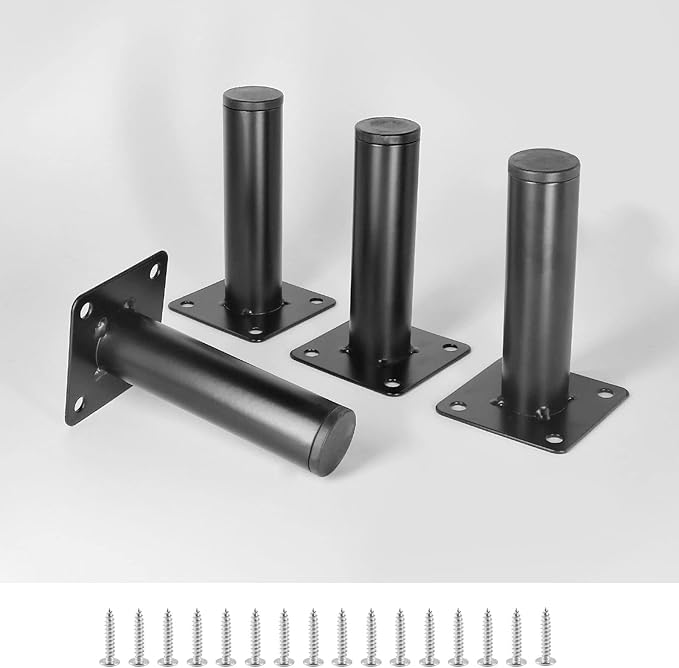 Masendelk Black Furniture Legs 4 Inch / 100mm, 4pcs Modern Sofa Legs