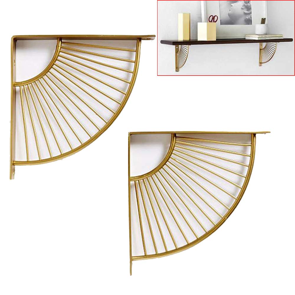 Shelf Brackets Gold Sector Triangle Right Angle Bracket 15/20/25/30cm Metal Wall Mounted Iron Floating Shelves With Screws Max Load 100kg Pack Of 2