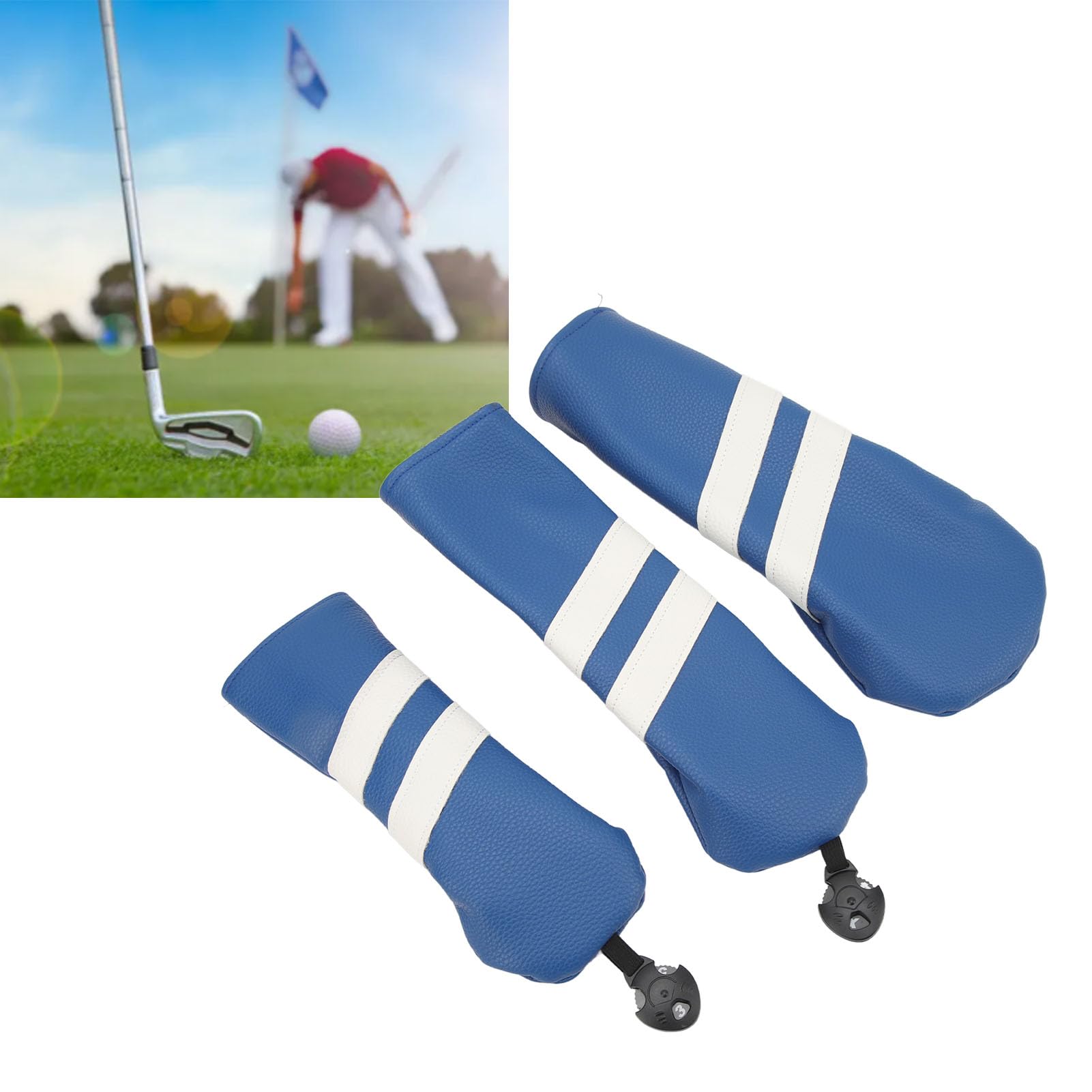 Juego de Fundas para Palos de Golf, 3 Fundas de Cuero PU para Driver, Madera híbrida