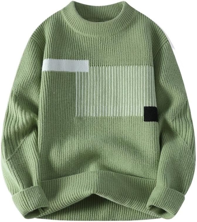 Men's Fall Winter Semi High Neck Pullover Men's Knitted Sweater Loose Casual Sweaters Gray