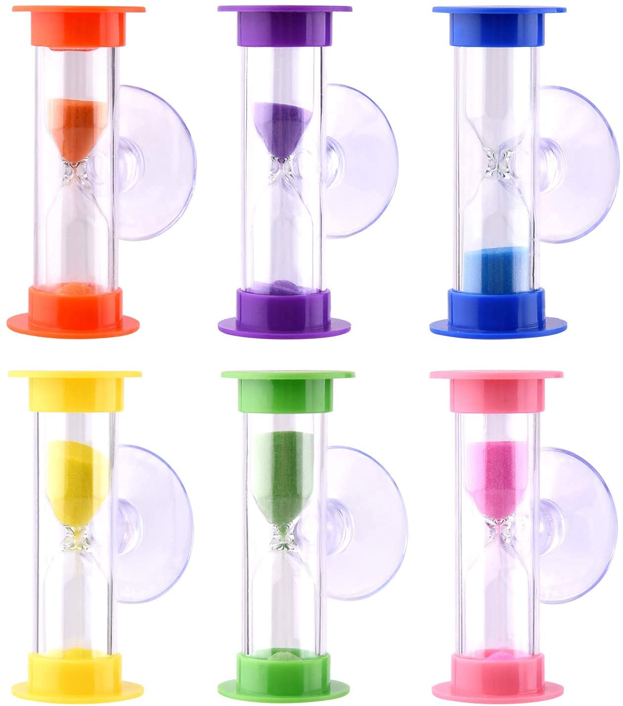 Sponsored Ad – KASTWAVE 6 Pack Colorful Sandglass Timer with Suction Cup, 3-Minute Hourglass, Cooking Swivel Sand Timer, Children Mini Hourglass for Brushing Children's Teeth,Shower Timer,Mini Glass Sand Clock