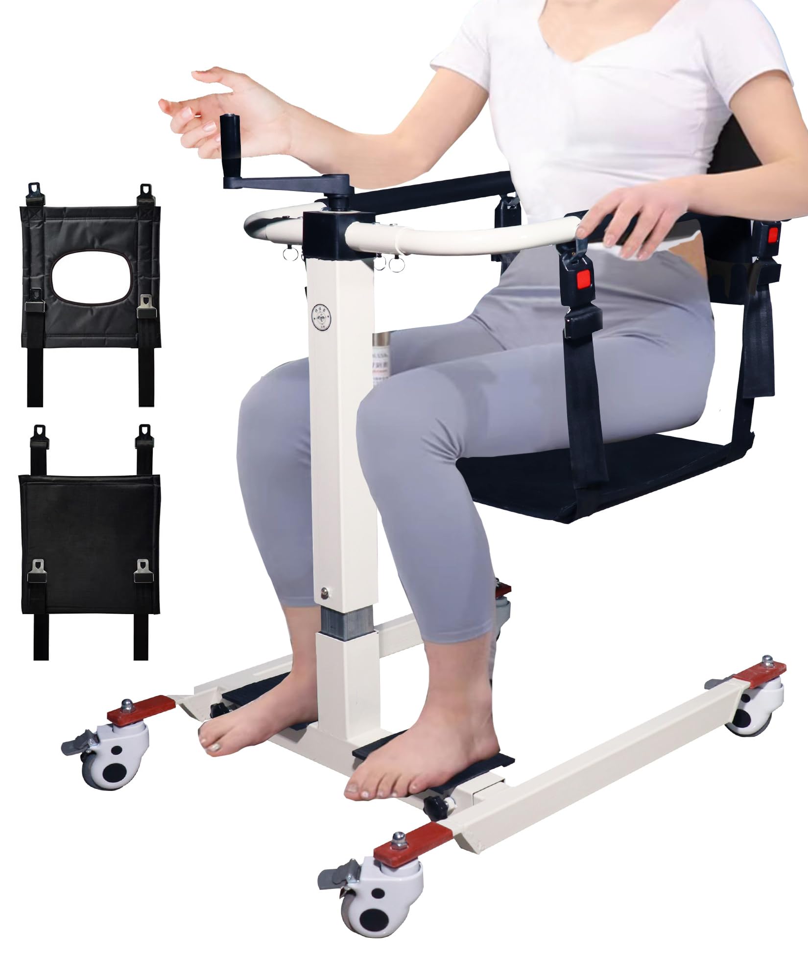 Silla 4 en 1 para Traslado de Pacientes, Silla Elevadora para discapacitados, Silla de Transporte, Ajustable en Altura/Anchura, Dispositivos de Traslado de Silla de Ruedas a Coche