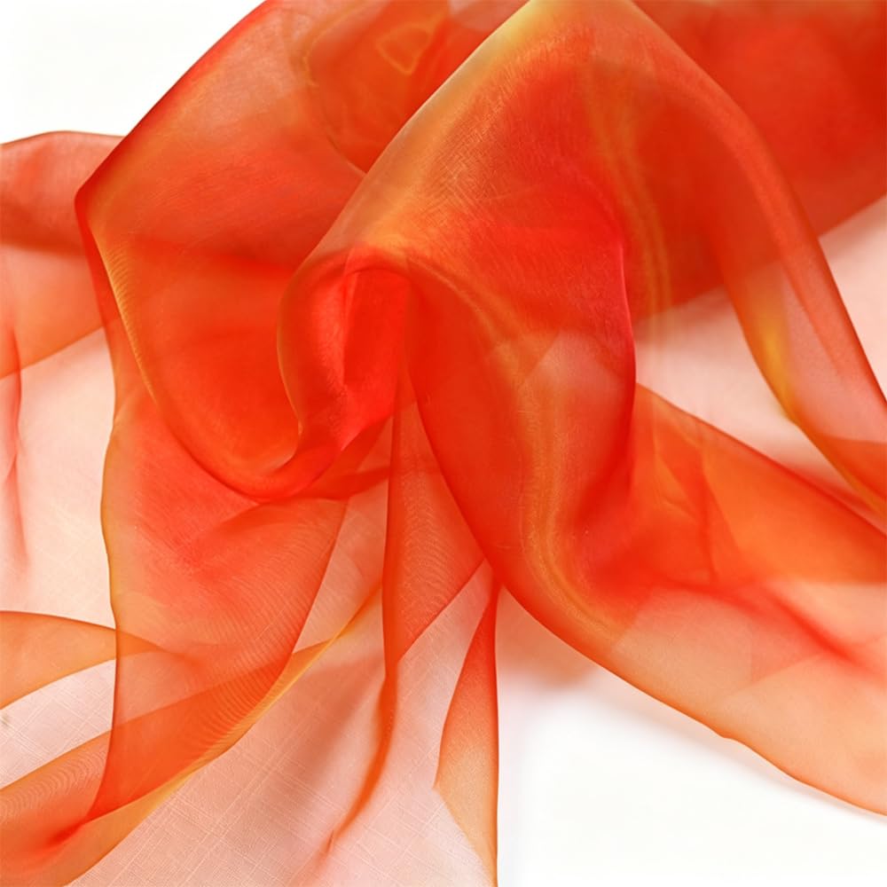 1.5mx1m Iridescent Organza Fabric, Gradient Organza Lace Fabric, Iridescent Holographic Gauze Material Cloth for DIY Crafts Sewing Decorations, Red and Yellow