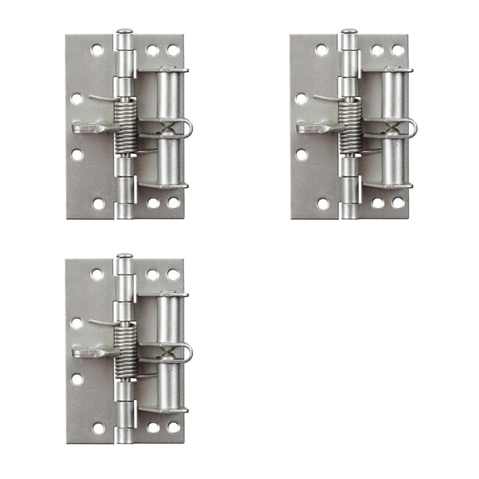 Wkfbifly Silver 3X Automatic Door Closer Hinges For Cabinet Wardrobe Detachable Spring Positioning,