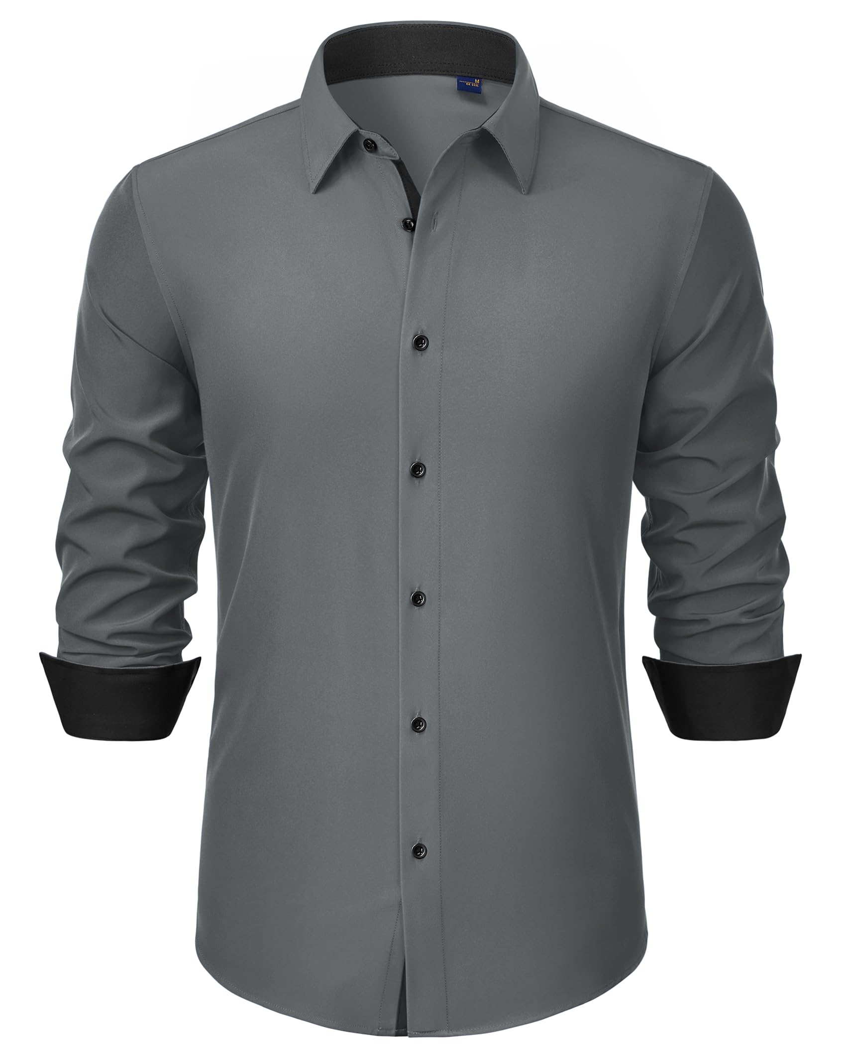 J.VER Hemd Herren Langarm Business Casual Hemden Knitterfreies Stretchhemd Regular Fit Freizeithemd Bügelfrei Unifarben Anzughemd Alltag Oberhemden