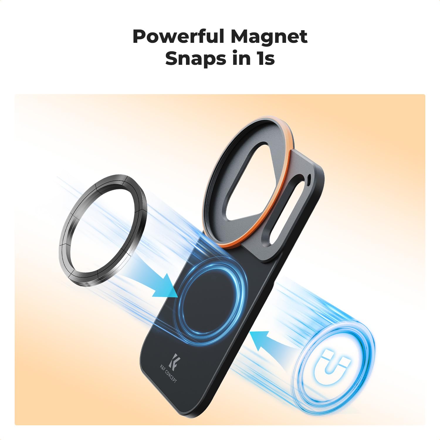 K&F CONCEPT Adattatore di Supporto per Filtro di Lente Magnetico a Doppio Lato, Compatibile con iPhone 17 Pro e Filtri a Filettatura 58mm, Supporto per Filtro di Telefono (Filtro Non Incluso)