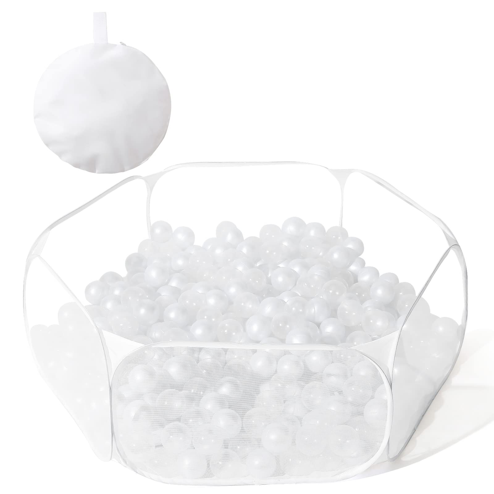 Kids Ball Pit Large Pop Up Children Ball Play Tent for Toddlers Girls Boys for Indoor Outdoor Baby Playpen with Carry Tote, Balls Not Included (White)