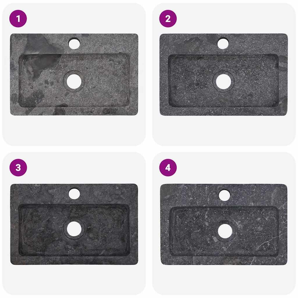 Lavabo da parete in marmo, lavandino per bagno, colore: grigio