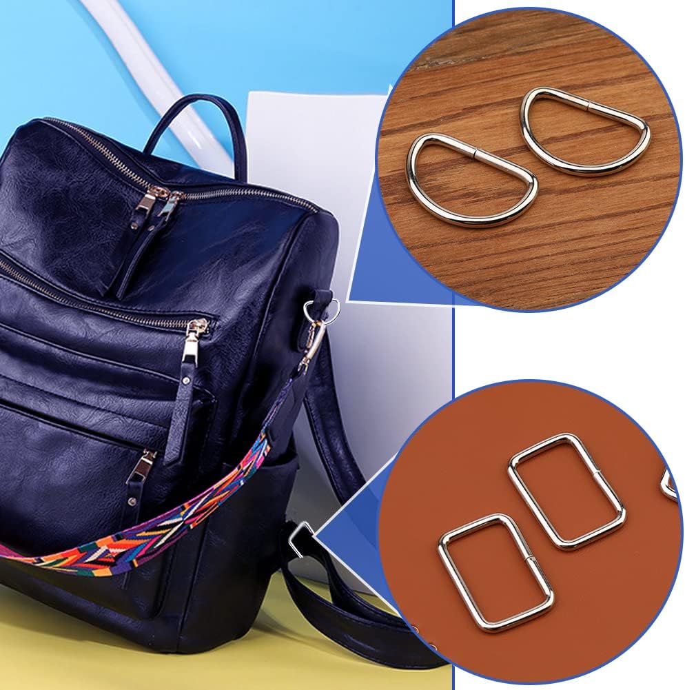 LUNARM Metal Hook Ring with Swivel Clasps Slide Buckle D-rings Rectangle Ring for Handbag Keychain Pet Collar Sewing - Image 6