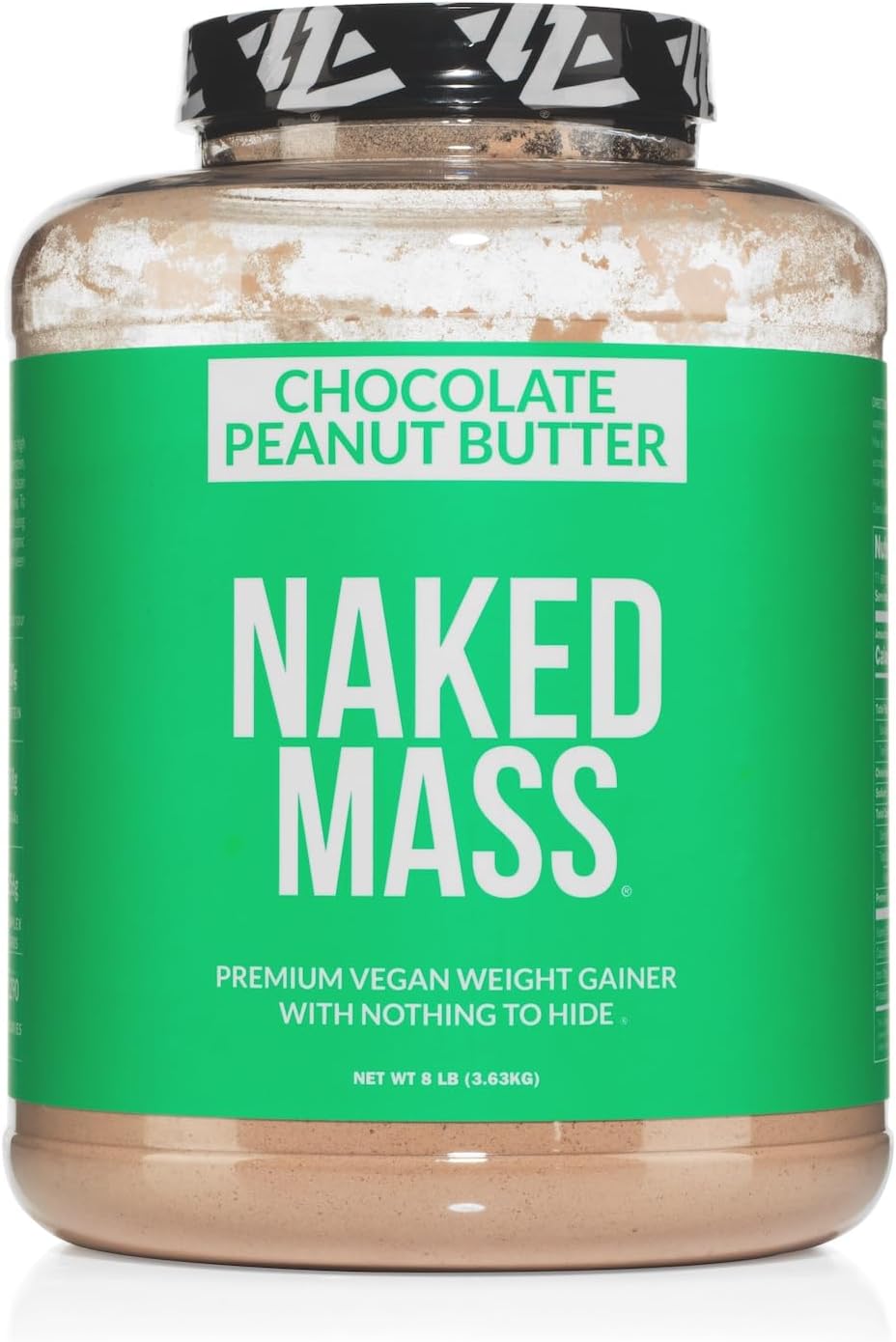 NAKED Vegan Mass - Chocolate Peanut Butter - 1,290 Calories, Nothing Artificial, All Natural Chocolate PB Weight Gainer Protein Powder, Non-GMO, Soy & Gluten Free - 8LB Bulk - 11 Servings