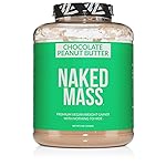NAKED Vegan Mass - Chocolate Peanut Butter - 1,290 Calories, Nothing Artificial, All Natural Chocolate PB Weight Gainer Protein Powder, Non-GMO, Soy & Gluten Free - 8LB Bulk - 11 Servings