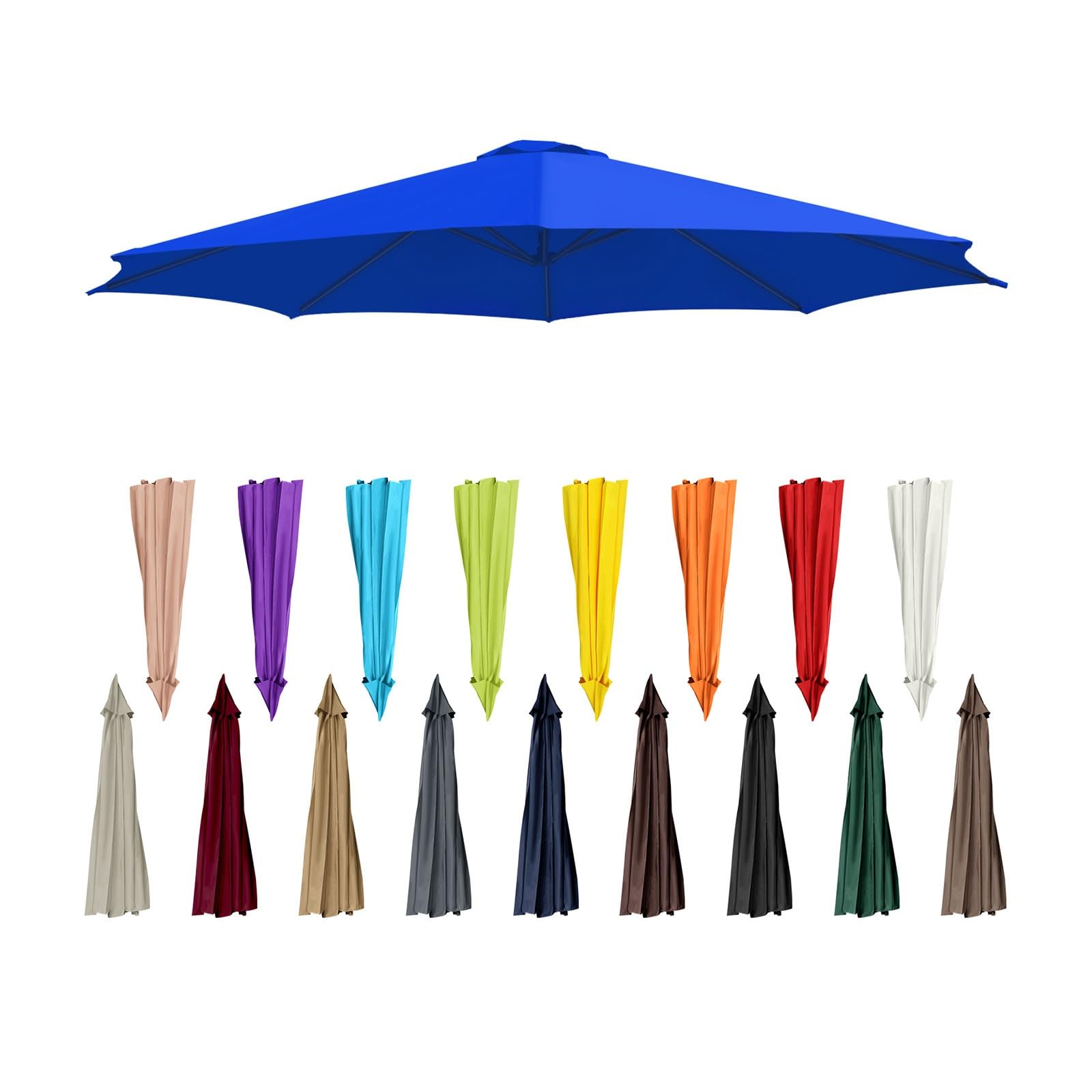 Patio Umbrella Replacement Canopy 9ft 10ft 6.5ft, Outdoor Umbrella Replacement Canopy Top Cover for 8/6Ribs, Replacement Umbrella Canopy Cover, Replacement Parasol Canopy for Garden Umbrella