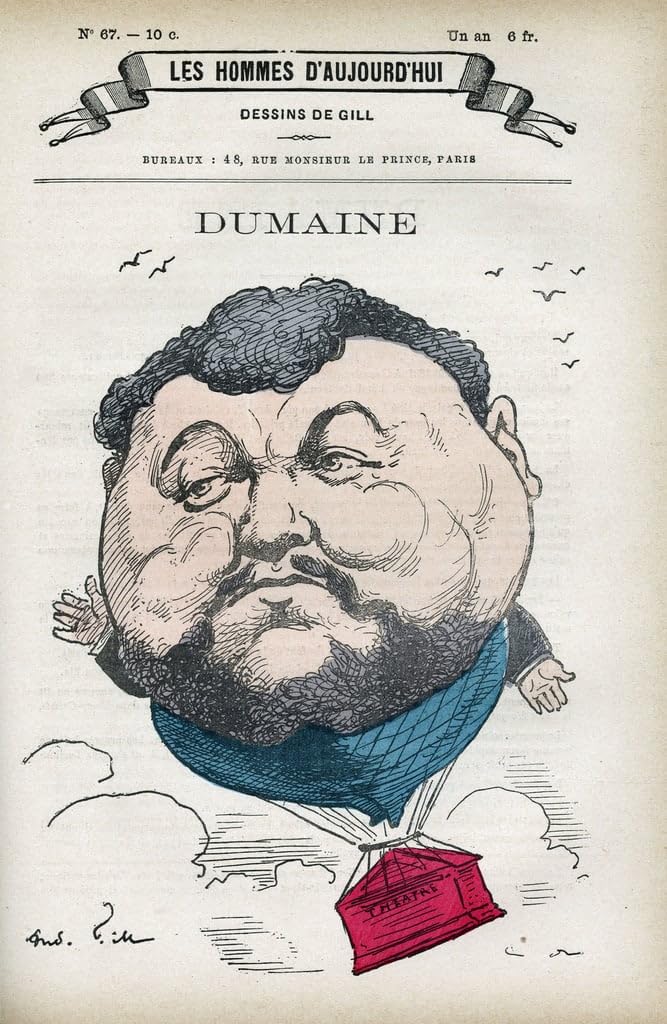 Retrato de Dumaine por Andre Gill en lienzo, el regalo cultural ideal