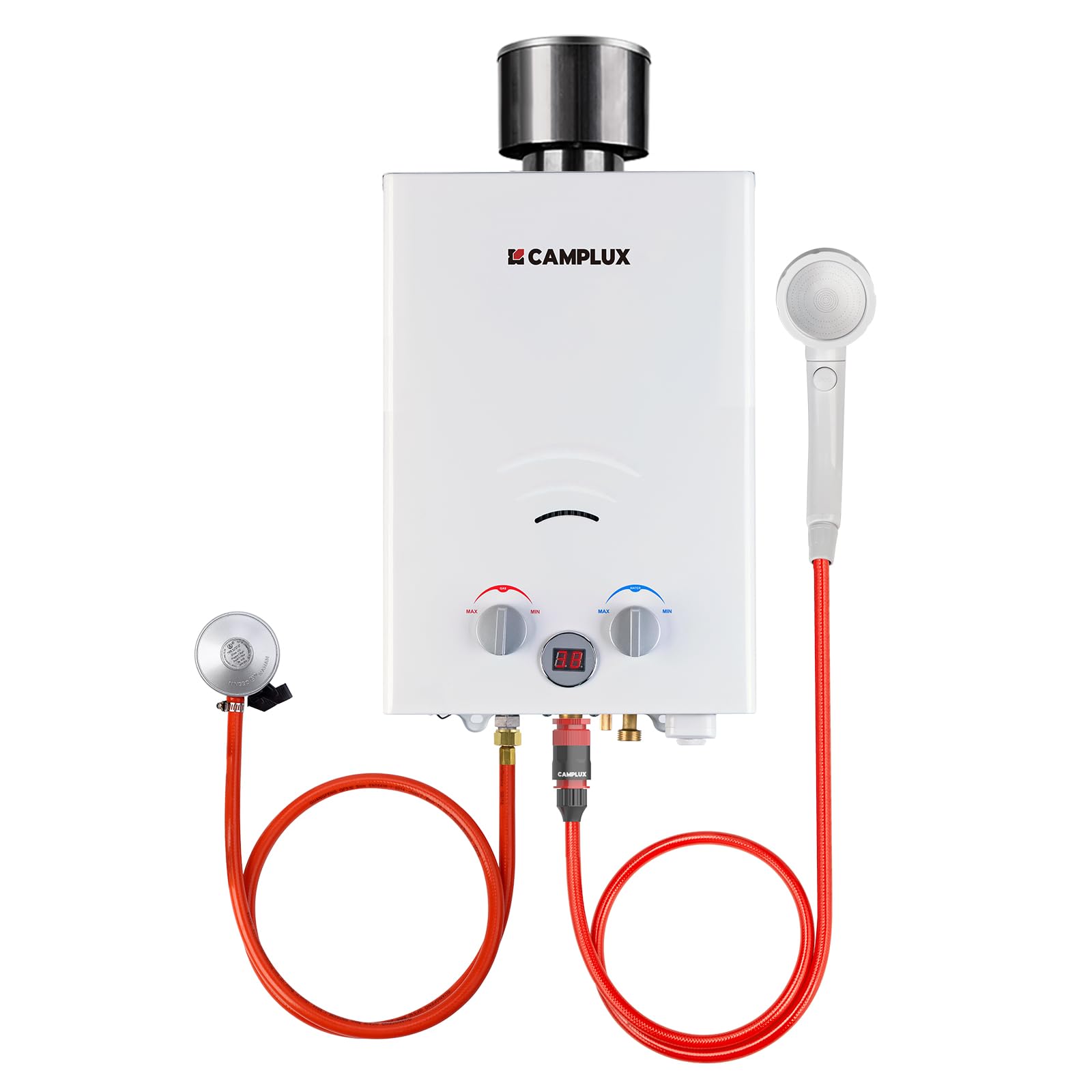 CAMPLUX BW158C Scaldacqua a Gas Tankless, 6 Litri, 12kW, Butano (28-30 mbar) / Propano (37 mbar), per Doccia da Campeggio