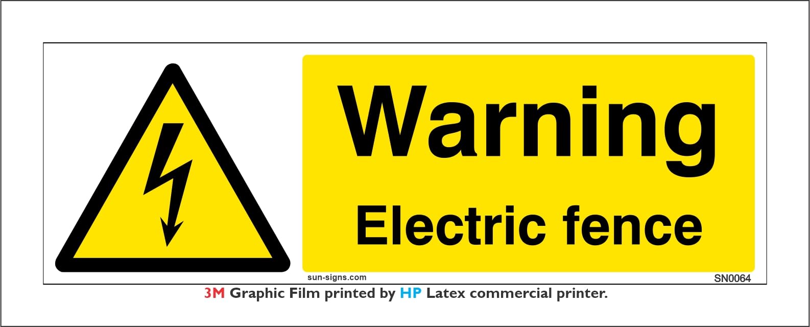 Sun-Signs - Warning Electric Fence Signages, Size 450X150MM