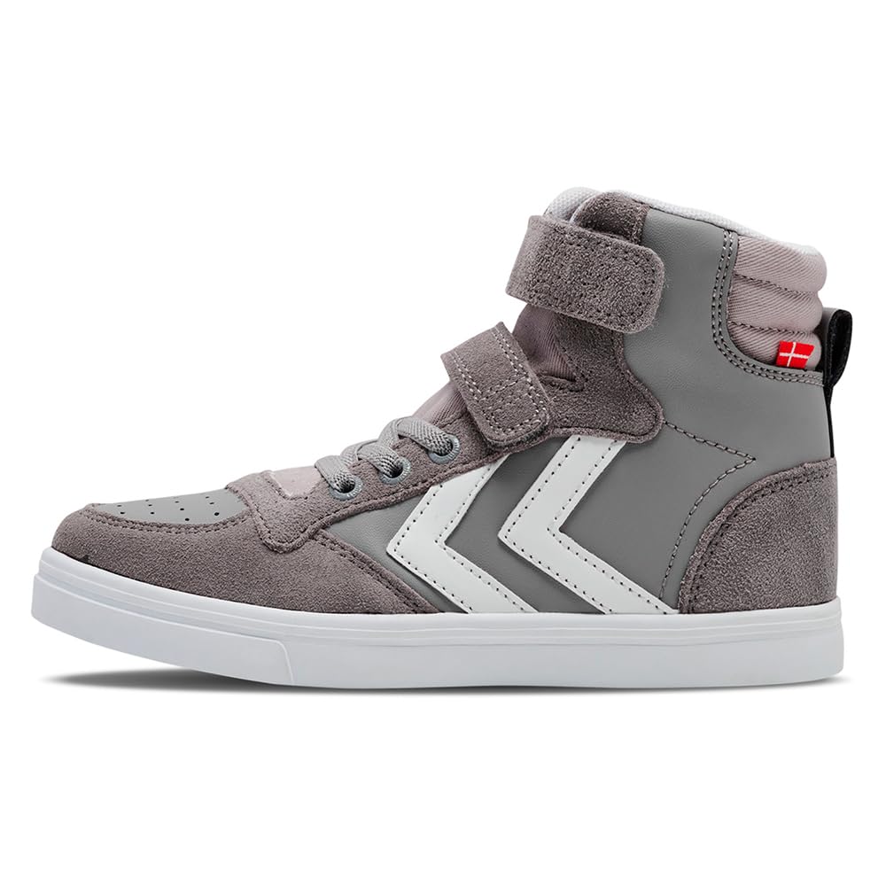 hummel Slimmer Stadil Leather High Jr Basket, Grey, 34 EU, Grey, 1.5 UK