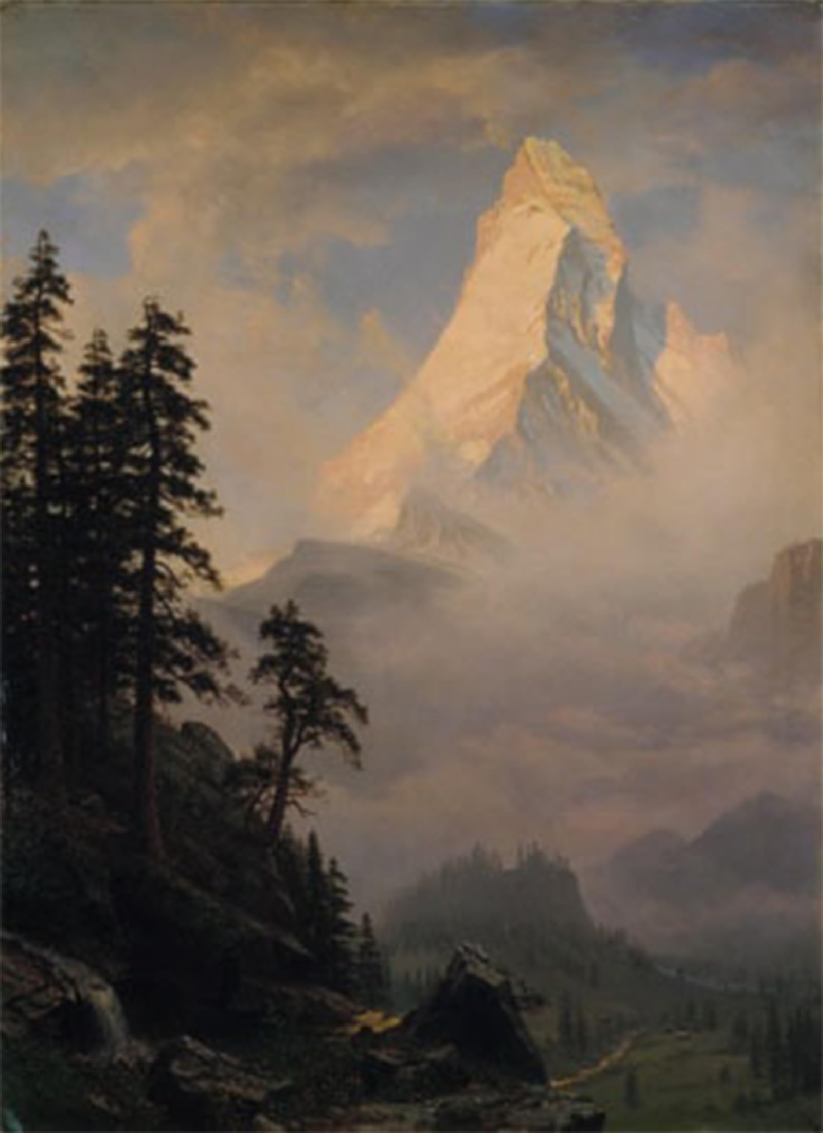 ARTXLXXBN Famous Print Painting Colorful Art Print Sunrise on the Matterhorn by Albert Bierstadt Canvas Art Decorations for Home Decor 60x90cm