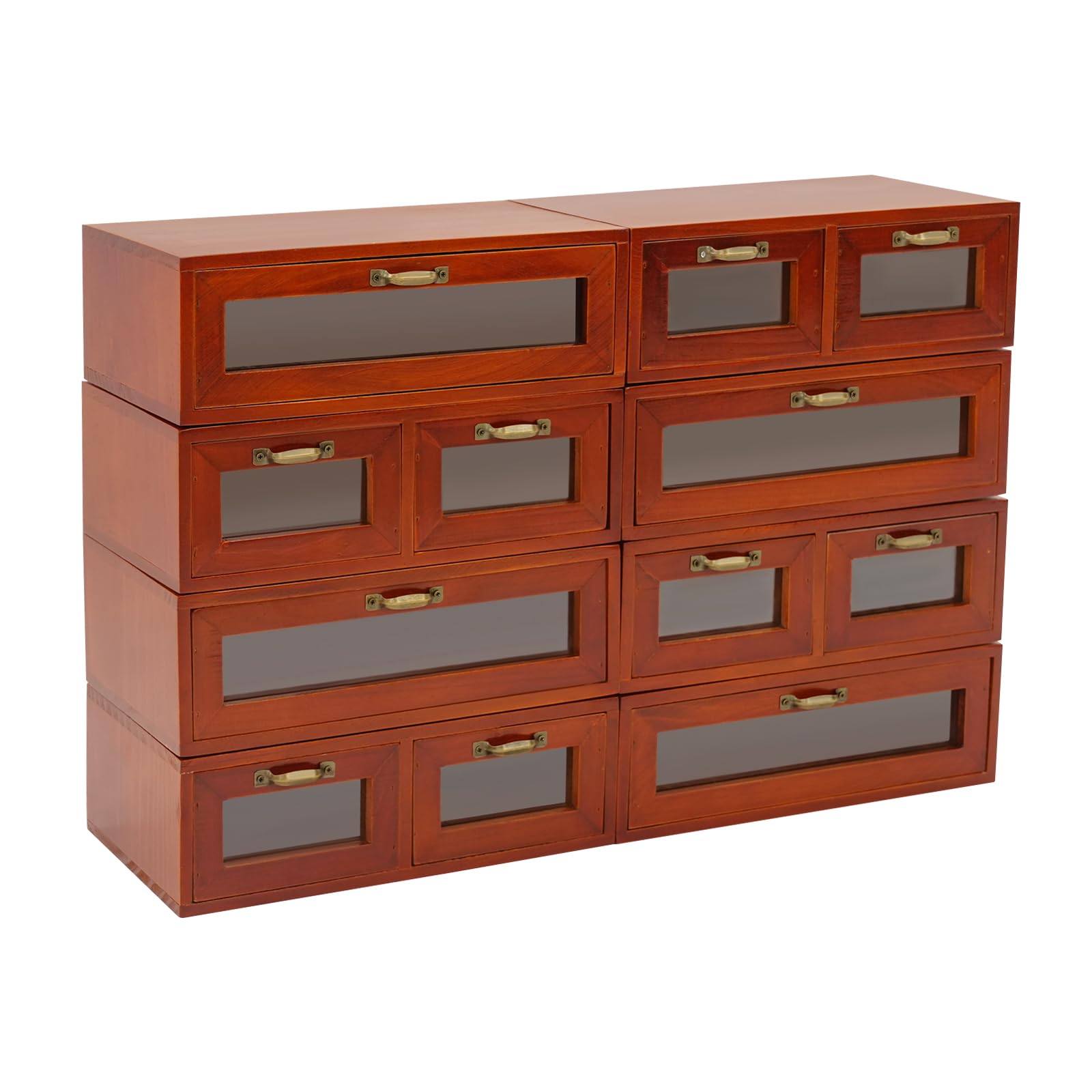 Armadio impilabile in legno con 12 cassetti (per 30 x 18 x 10 cm) | Cassettiera con maniglie e finestre trasparenti, organizer per cosmetici, gioielli, forniture per ufficio, piccoli attrezzi