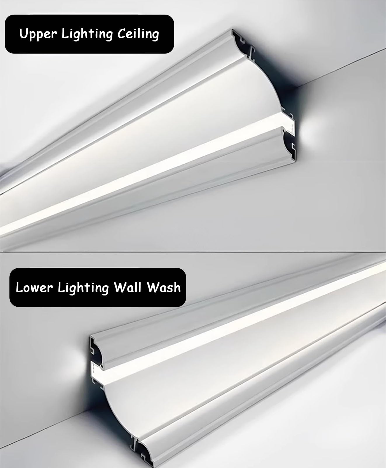 Genérico Sufit LED do oświetlenia pośredniego: Aluminiowy profil dyfuzora sufitowego, dostępny w długościach od 1 m do 15 m dla eleganckich rozwiązań oświetleniowych w domu.