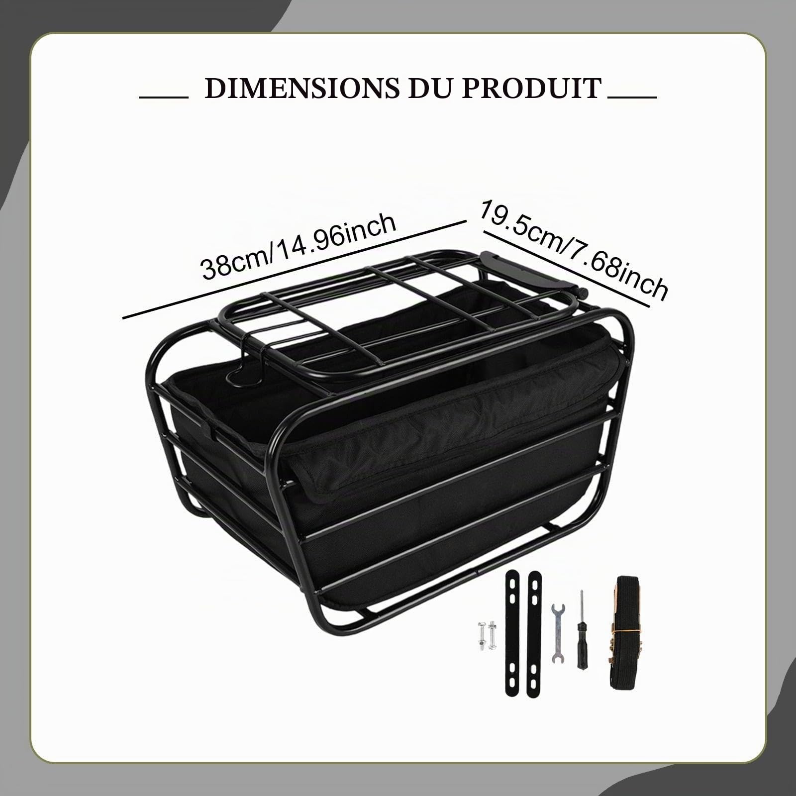 Homyl Panier de Vélo Arrière, Panier Vélo avec Doublure, Facile à Installer pour Vélo, Vélo électrique, pour Le Camping, Les et La Randonnée