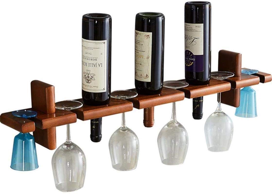 Porte-bouteilles à vin et porte-verres muraux étagère rangement gobelets bois