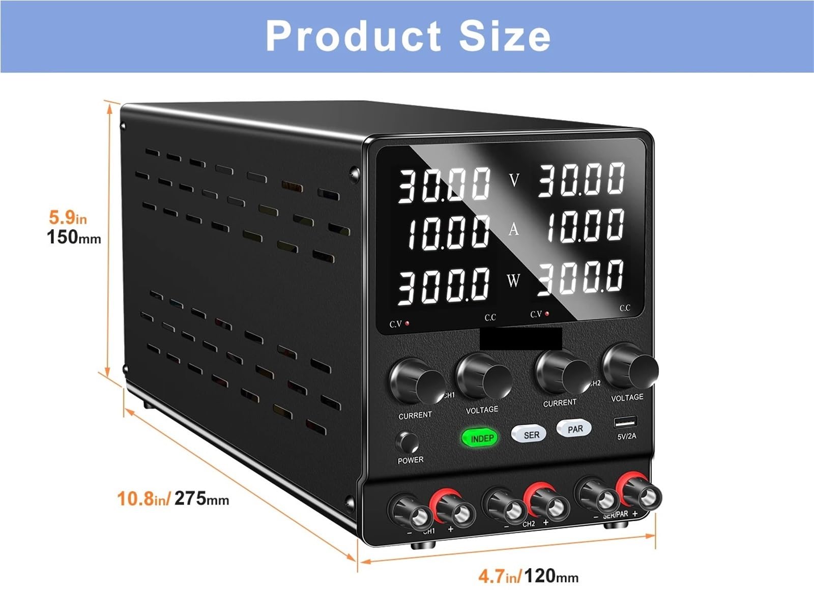 Fuente de alimentación, Fuente de alimentación CC Pantalla Digital Ajustable Fuentes Laboratorio Doble Canal Regulador Voltaje Salida múltiple(SPS605-2KD(60V、5A))