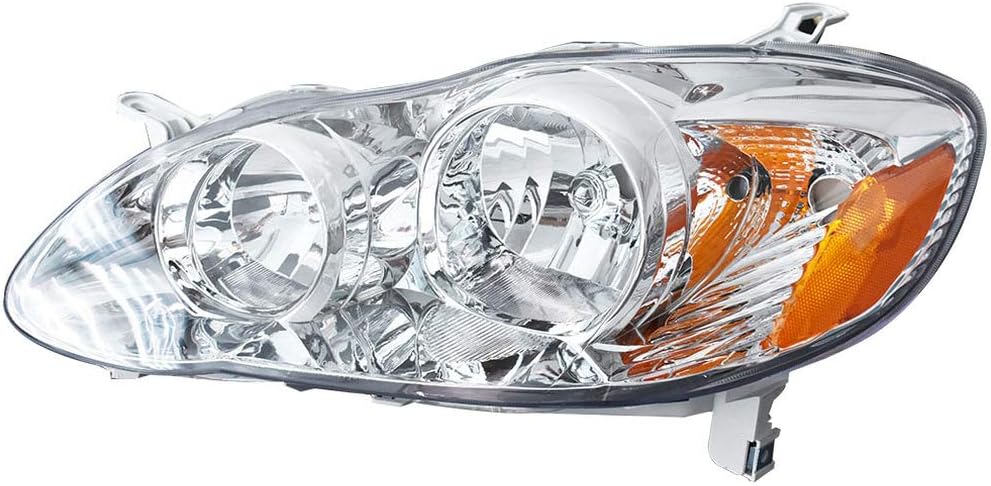 Headlights Front Head Lamps Direct Replacement Pair Left + Right Completed Set Replacement for 2003 2004 2005 2006 2007 2008 Toyota Corolla