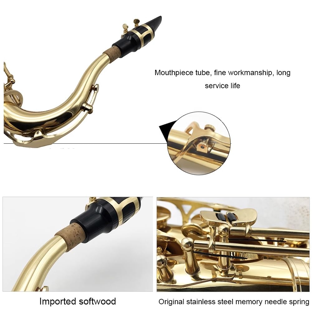 Saxofón tenor profesional B plano dorado lacado saxofón tenor instrumento musical de latón profesional con accesorios de estuche