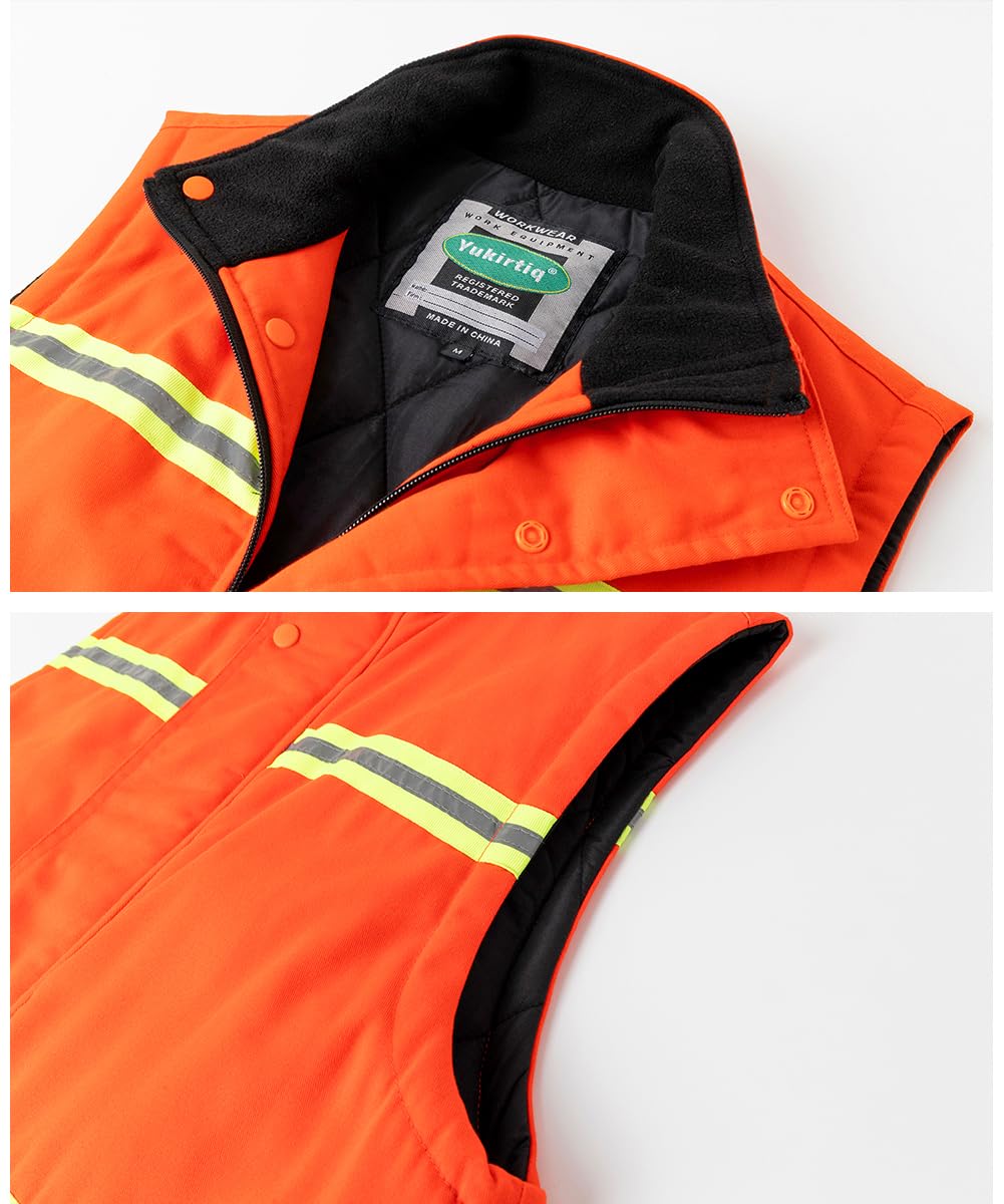 Gilet de Travail pour Homme Haute Visibilité Veste sans Manche de Travail Gilet d'Hiver Rembourré