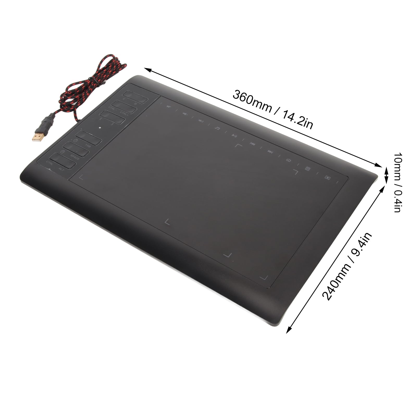 Tableta gráfica de Dibujo, Tableta gráfica para computadora, con batería de sensibilidad a la presión 8192, lápiz óptico G ratuito, Teclas de Acceso Directo 233PPS 5080LPI,