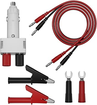 12V Cigarette Lighter Plug to Female Socket Adapter Power Cable Kit Extension Cord Alligator Clips U-Shape Fork Connector AutoTools Kit