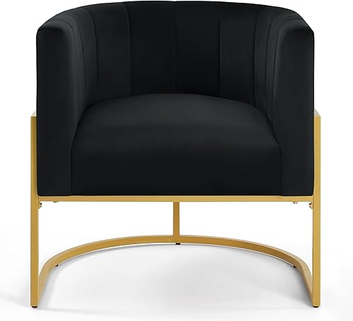 Miniatura 4 de LUMISOL Silla decorativa tapizada de lujo con patas de metal dorado, sillón de mediados de siglo para sala de estar, silla de tocador de terciopelo
