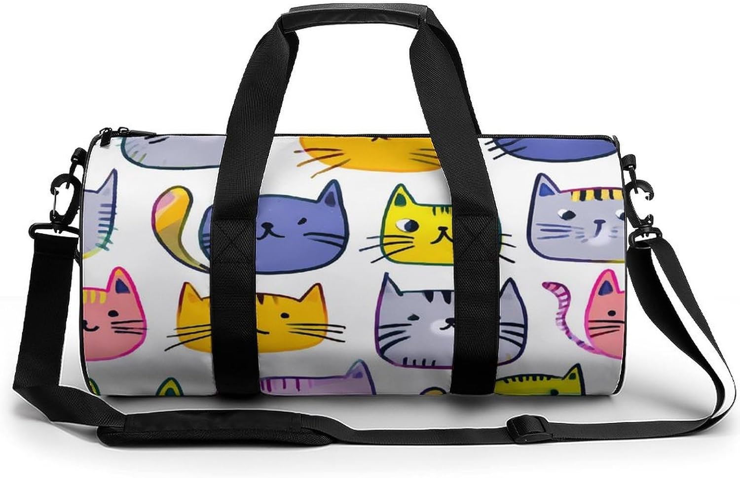 Colorful Cats Face Travel Duffle Gym Bag Carry Weekender for Fitness Workout Outdoor