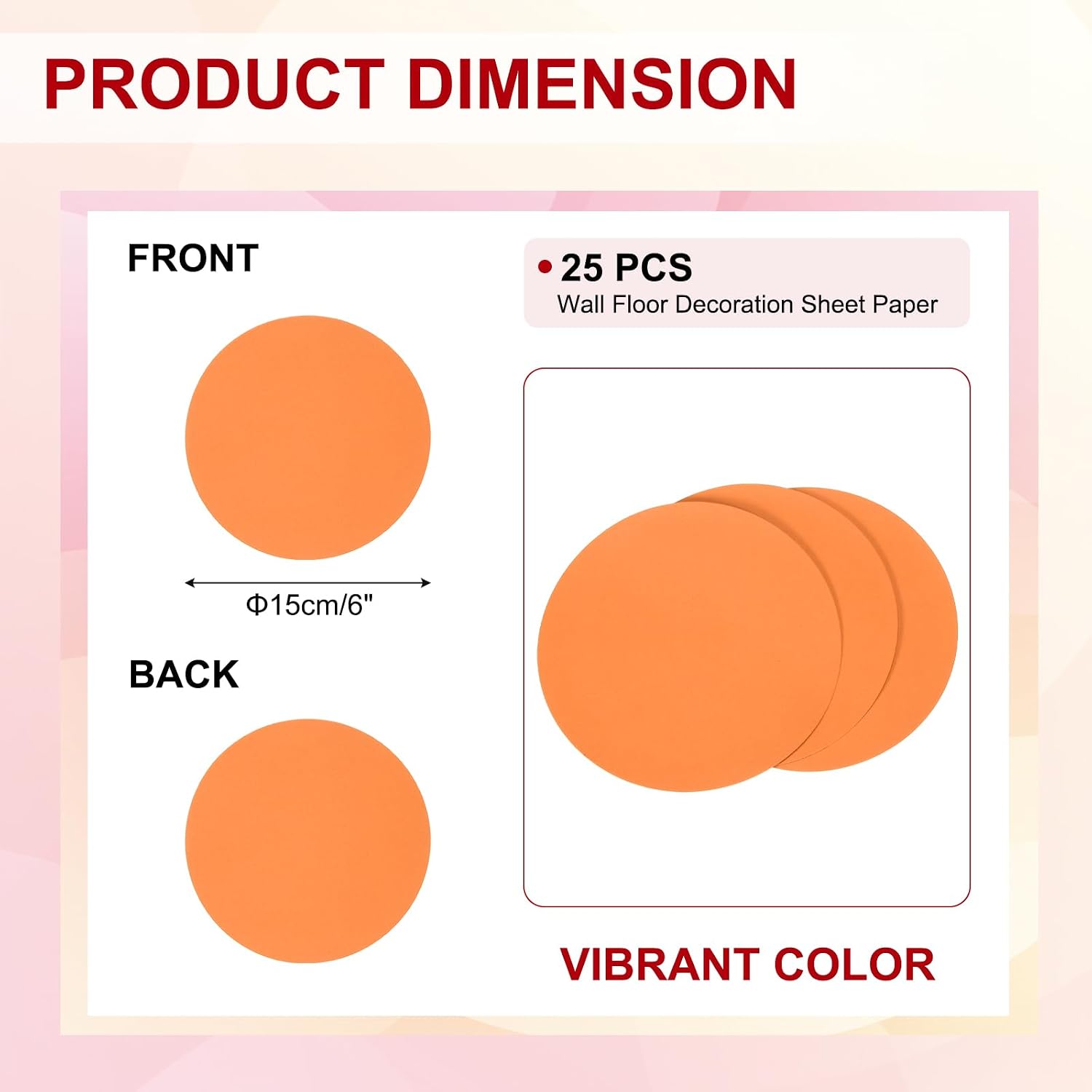 MECCANIXITY 25 Pcs Orange Round Cutouts Paper 6 Inch Circle Shaped Cutouts for Bulletin Board Decoration, DIY Crafts Cardstock, Classroom Decor, Wall Decor image 2