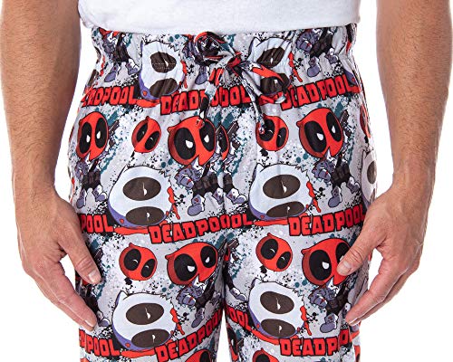 Marvel Men's Deadpool Heads Will Roll! Chibi Character Print Adult Sleep Lounge Pajama Pants2