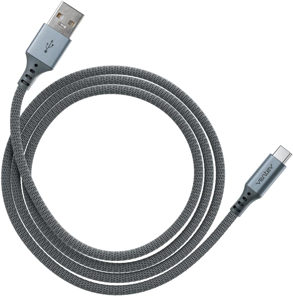 Ventev Chargesync Alloy Cable | Type A-C, Supports Rapid Rate Charging up to 3A, Transfers Data to Most PC or MAC, Ultra-Sleek Aluminum Housing, No-Fray Durability, Rapid Charging | 4ft Steel Gray